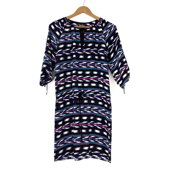 Yumi Kim Women’s Size XS Multi Color Striped Silk Lightweight Tie Keyhole Dress - Picture 1 of 12